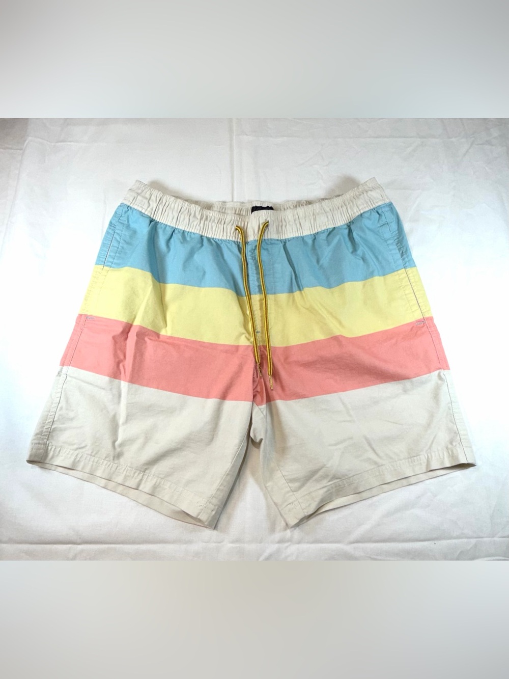 Valor Men's Pastel Stripe Swim Trunks in Blue, Yellow & Pink